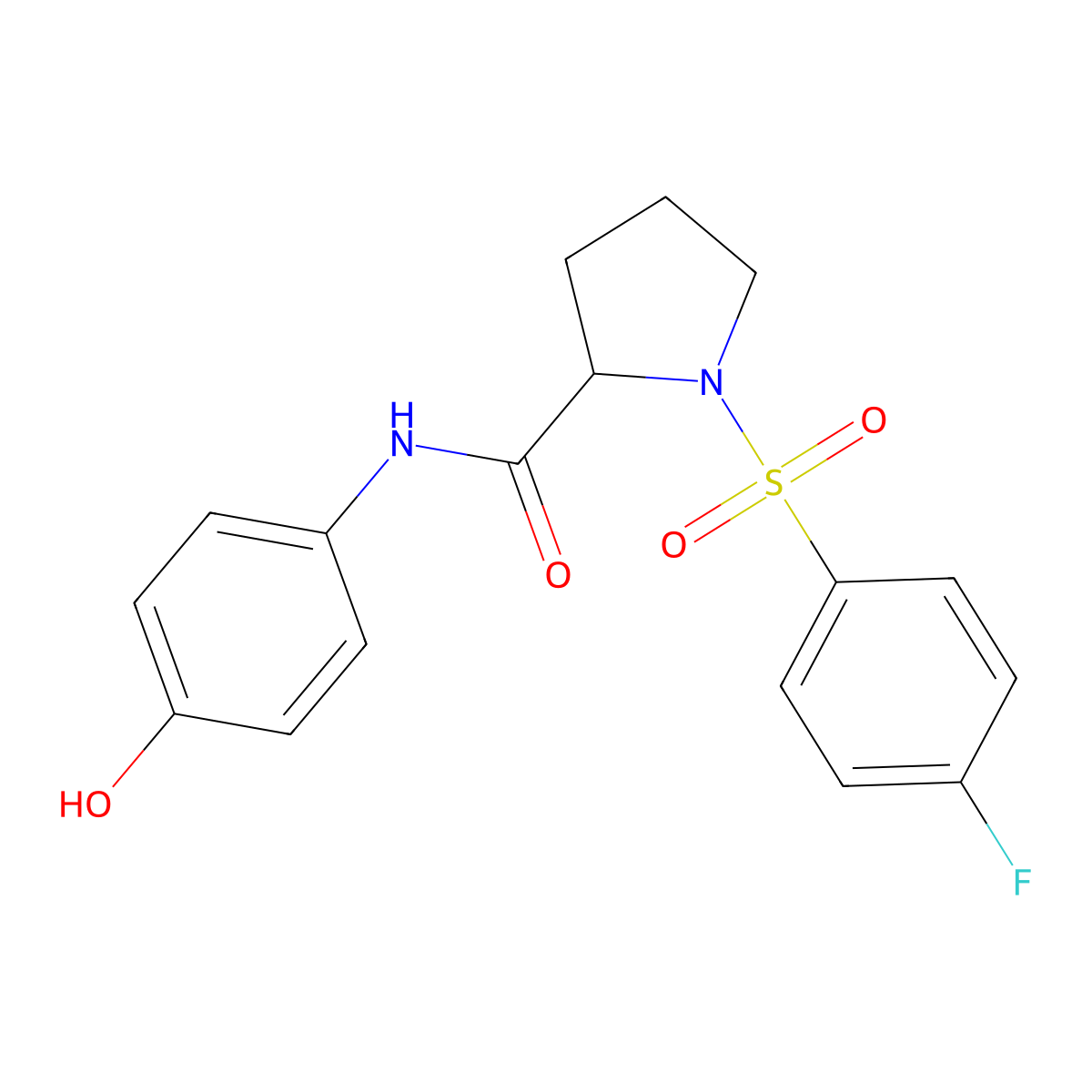 1-[(4-fluorophenyl)sulfonyl]-N-(4-hydroxyphenyl)prolinamide molecular structure, CAS 1008935-72-5