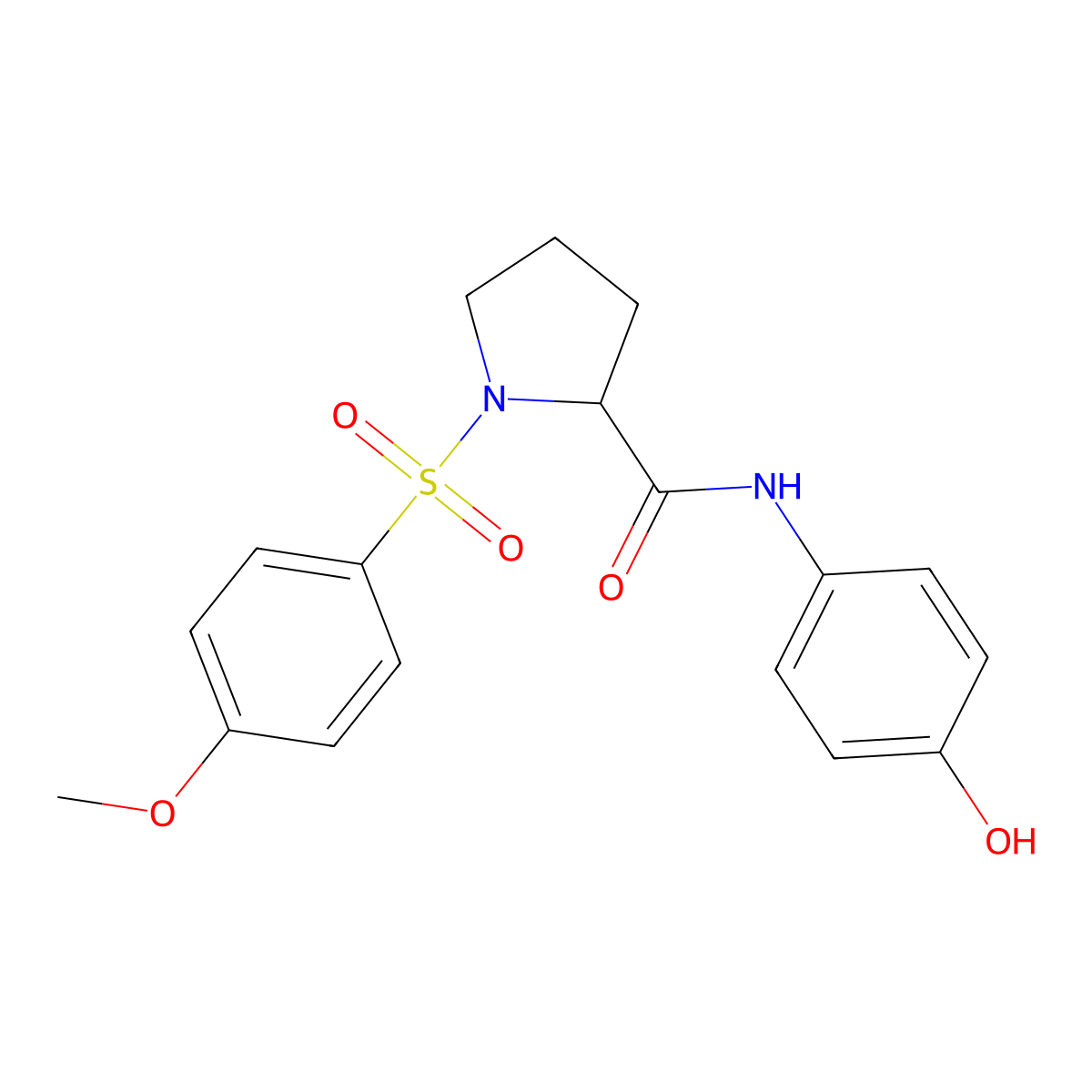 N-(4-hydroxyphenyl)-1-[(4-methoxyphenyl)sulfonyl]prolinamide molecular structure, CAS 1008935-73-6