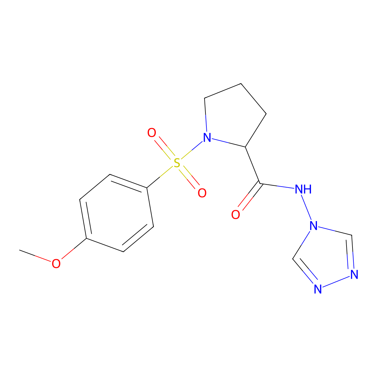1-(4-methoxyphenyl)sulfonyl-N-(1,2,4-triazol-4-yl)pyrrolidine-2-carboxamide molecular structure, CAS 1008935-75-8