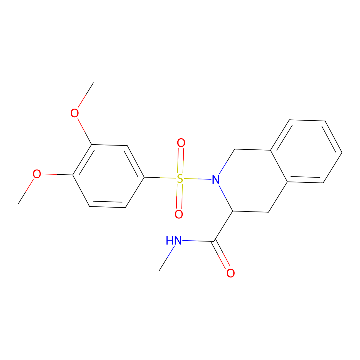 2-(3,4-dimethoxybenzenesulfonyl)-N-methyl-1,2,3,4-tetrahydroisoquinoline-3-carboxamide molecular structure, CAS 1008935-77-0