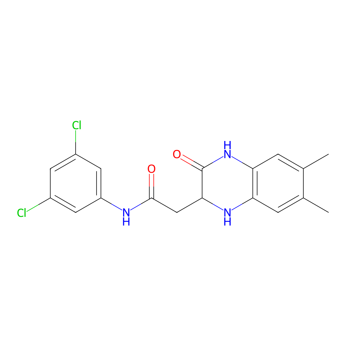 N-(3,5-dichlorophenyl)-2-(6,7-dimethyl-3-oxo-1,2,3,4-tetrahydroquinoxalin-2-yl)acetamide molecular structure, CAS 1008935-79-2