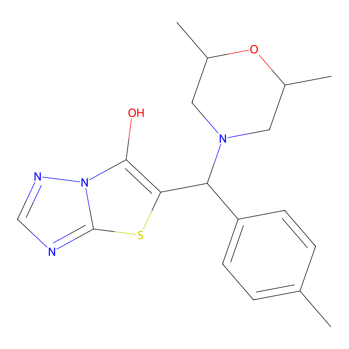 5-((2,6-Dimethylmorpholino)(p-tolyl)methyl)thiazolo[3,2-b][1,2,4]triazol-6-ol molecular structure, CAS 1008936-56-8