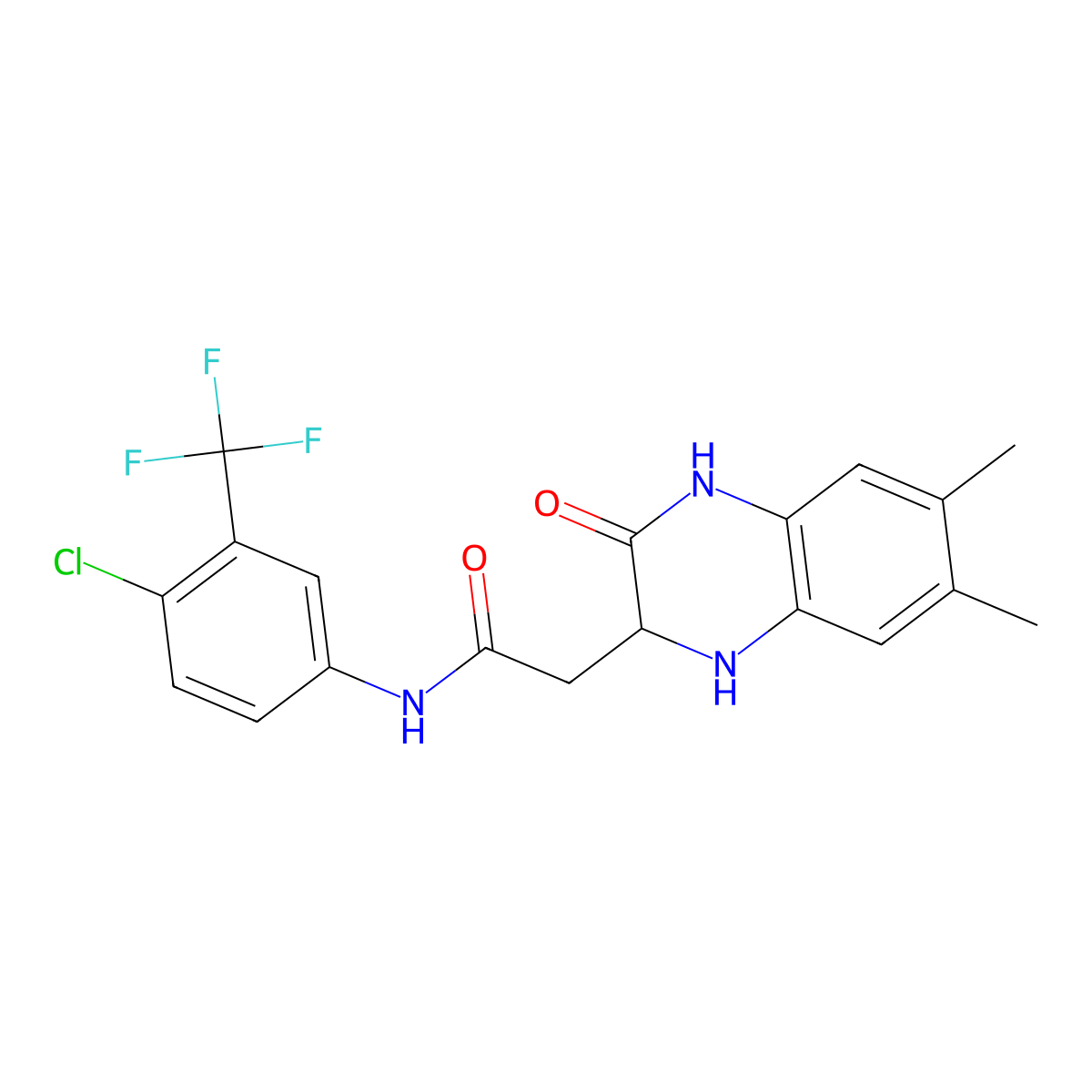 N-[4-chloro-3-(trifluoromethyl)phenyl]-2-(6,7-dimethyl-3-oxo-1,2,3,4-tetrahydroquinoxalin-2-yl)acetamide molecular structure, CAS 1008941-56-7
