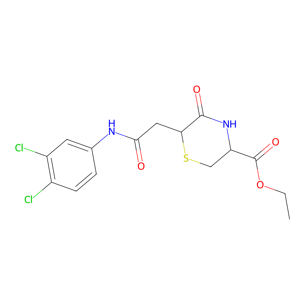 Ethyl 6-[2-(3,4-dichloroanilino)-2-oxoethyl]-5-oxothiomorpholine-3-carboxylate molecular structure, CAS 1008941-66-9