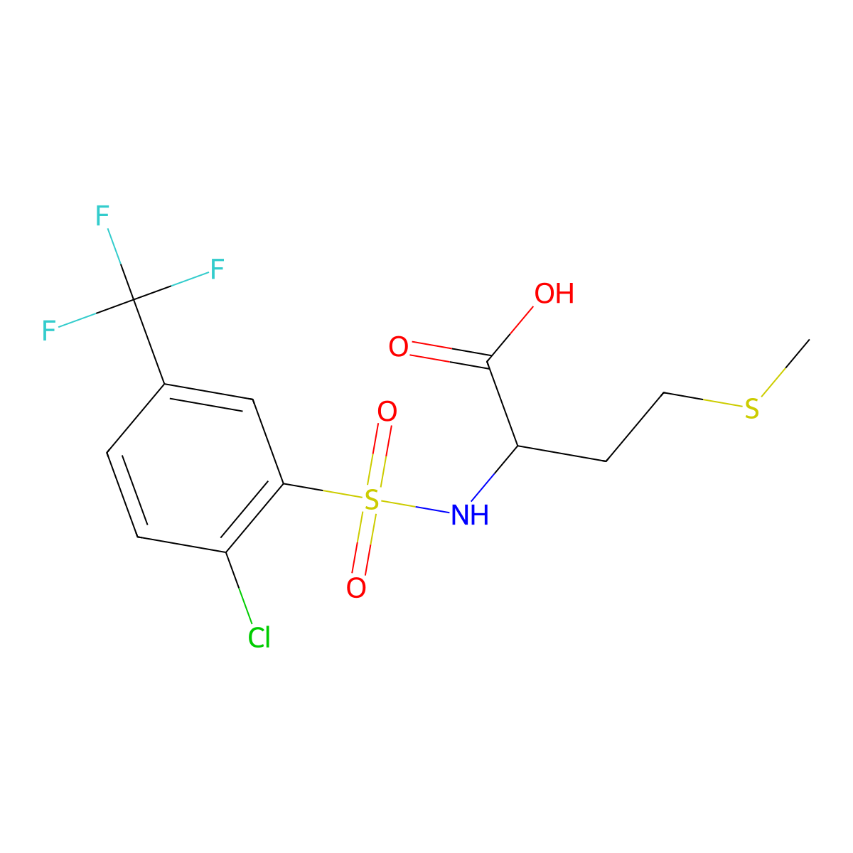 2-[2-Chloro-5-(trifluoromethyl)benzenesulfonamido]-4-(methylsulfanyl)butanoic acid molecular structure, CAS 1008945-26-3