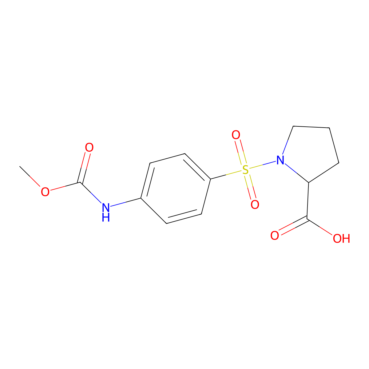 1-{4-[(Methoxycarbonyl)amino]benzenesulfonyl}pyrrolidine-2-carboxylic acid molecular structure, CAS 1008946-47-1
