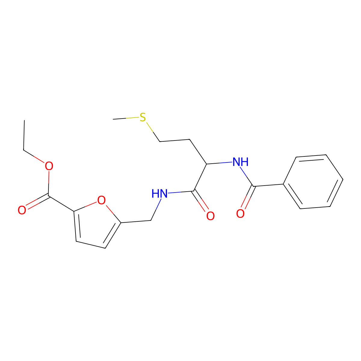 Ethyl 5-[[(2-benzamido-4-methylsulfanylbutanoyl)amino]methyl]furan-2-carboxylate molecular structure, CAS 1008946-75-5