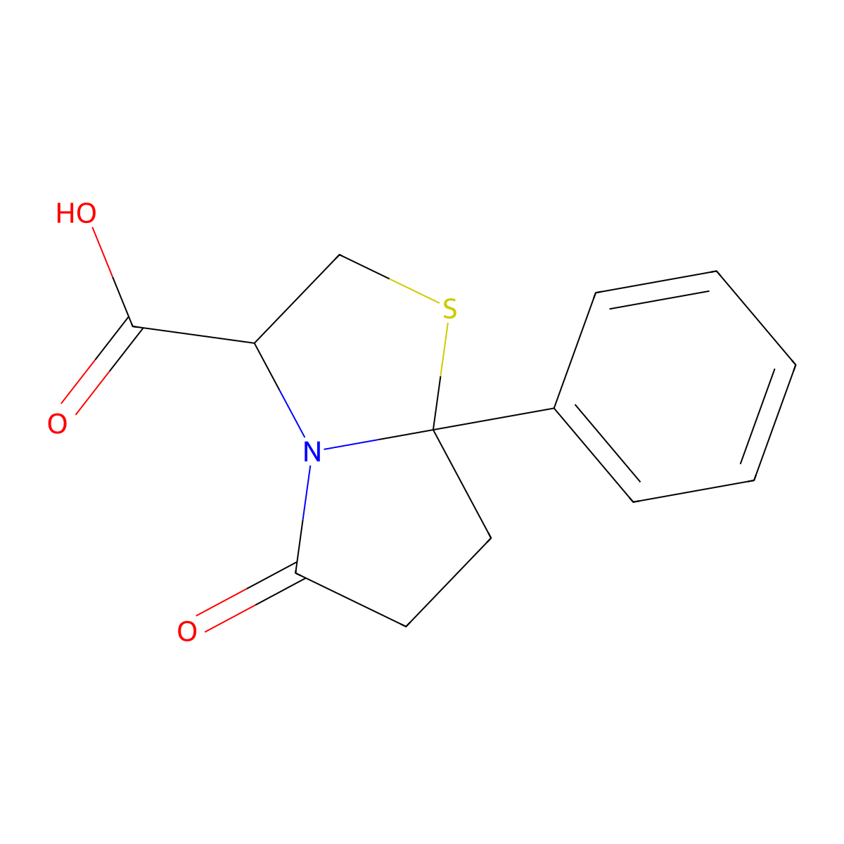 5-Oxo-7a-phenyl-hexahydropyrrolo(2,1-b)(1,3)thiazole-3-carboxylic acid molecular structure, CAS 1008946-76-6