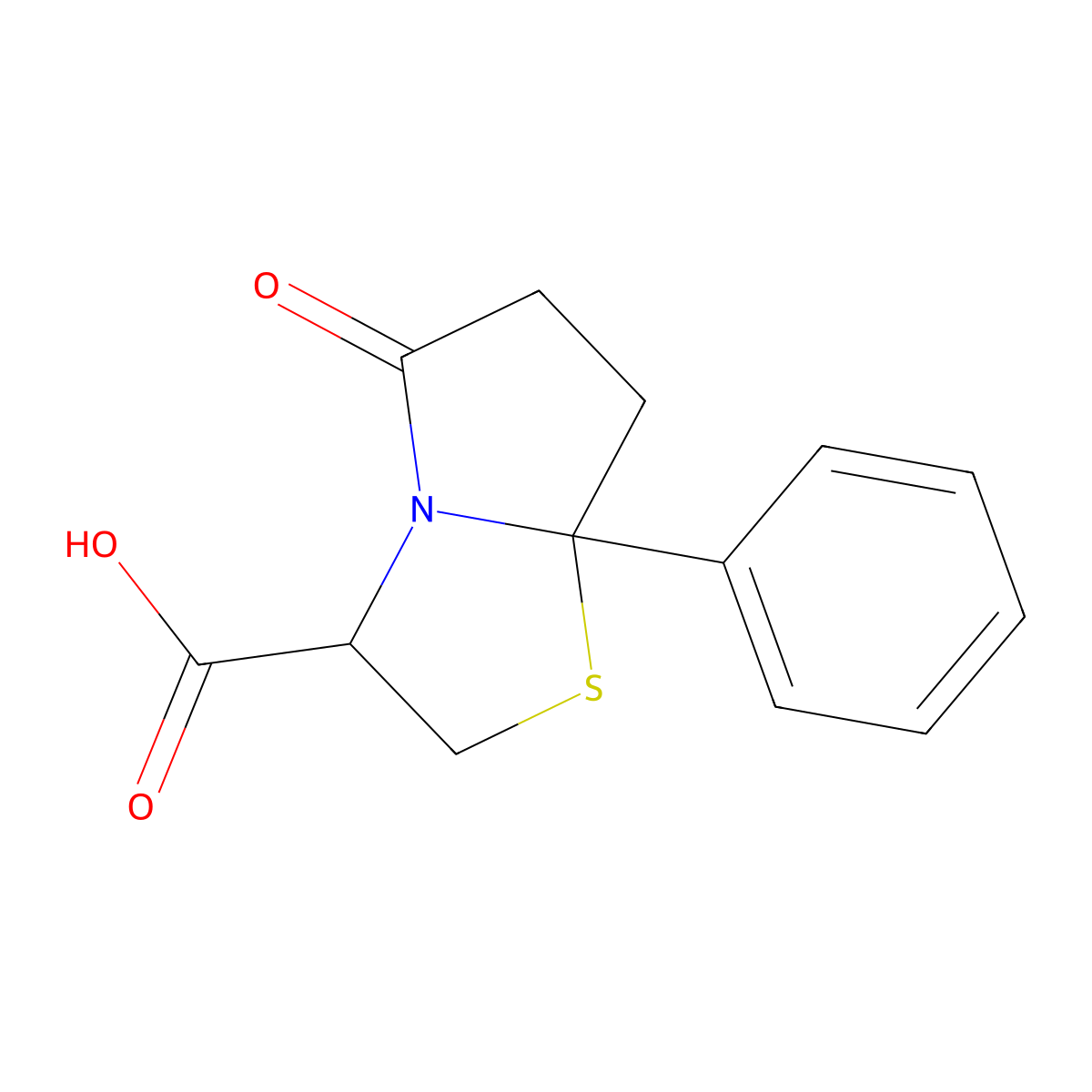 5-Oxo-7a-phenyl-hexahydropyrrolo(2,1-b)(1,3)thiazole-3-carboxylic acid molecular structure, CAS 1008946-76-6