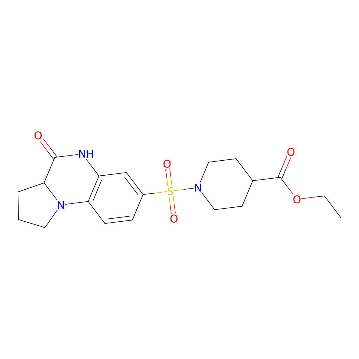 Ethyl 1-[(4-oxo-1,2,3,3a,4,5-hexahydropyrrolo[1,2-a]quinoxalin-7-yl)sulfonyl]-4-piperidinecarboxylate molecular structure, CAS 1008946-98-2