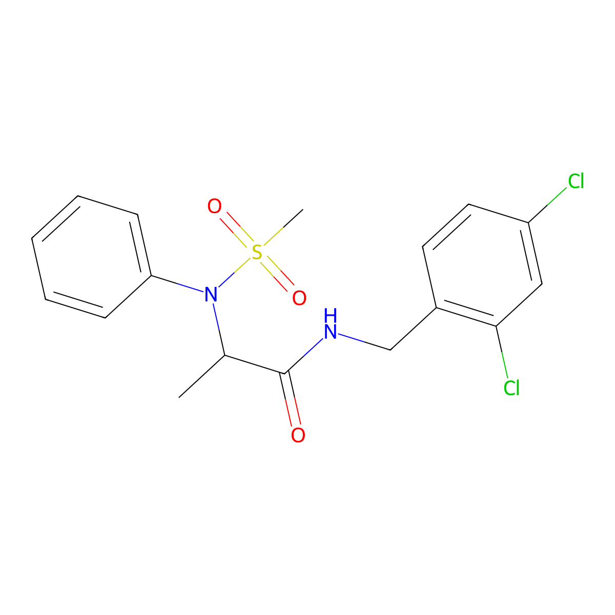 N-[(2,4-dichlorophenyl)methyl]-2-(N-methylsulfonylanilino)propanamide molecular structure, CAS 1008947-99-6