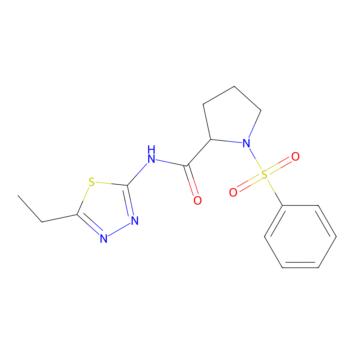 1-(benzenesulfonyl)-N-(5-ethyl-1,3,4-thiadiazol-2-yl)pyrrolidine-2-carboxamide molecular structure, CAS 1008948-05-7