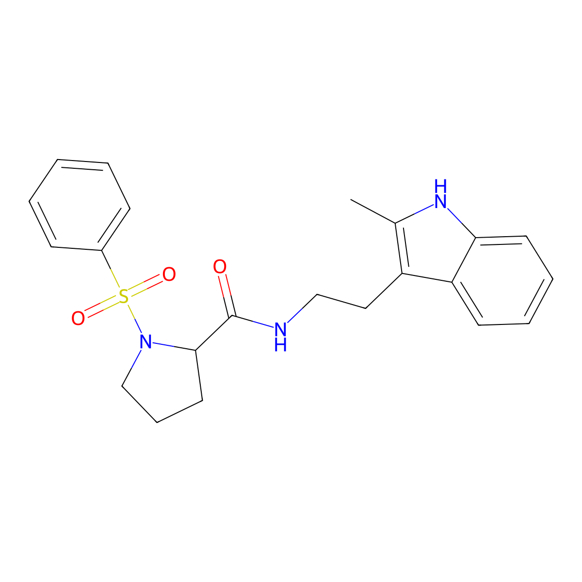 1-(benzenesulfonyl)-N-[2-(2-methyl-1H-indol-3-yl)ethyl]pyrrolidine-2-carboxamide molecular structure, CAS 1008948-25-1