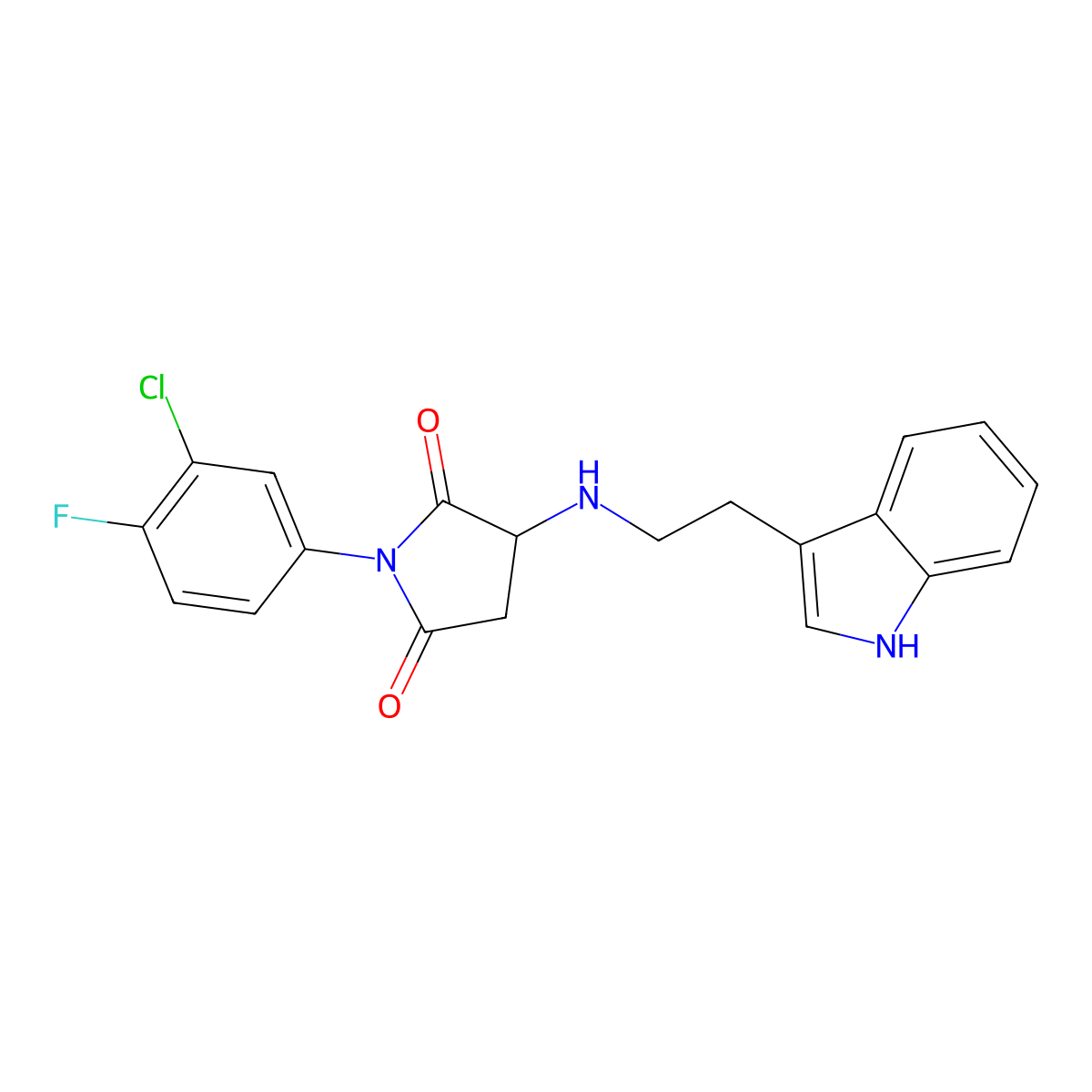 1-(3-chloro-4-fluorophenyl)-3-{[2-(1H-indol-3-yl)ethyl]amino}pyrrolidine-2,5-dione molecular structure, CAS 1008950-35-3