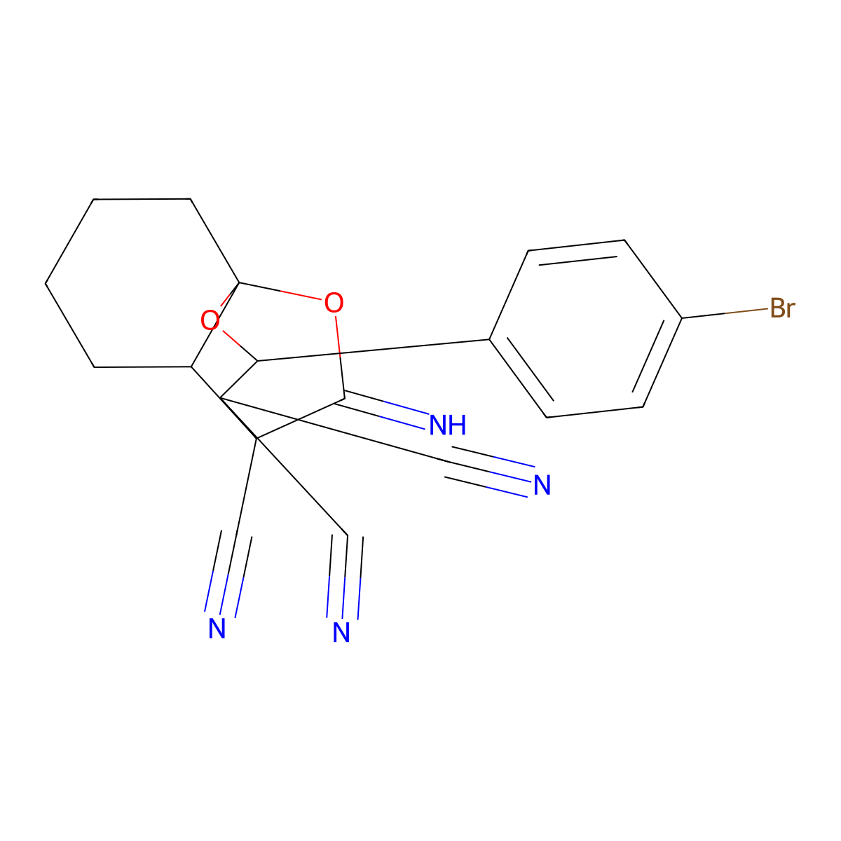 9-(4-Bromophenyl)-12-imino-10,11-dioxatricyclo[5.3.2.0~1,6~]dodecane-7,8,8-tricarbonitrile molecular structure, CAS 1008953-05-6