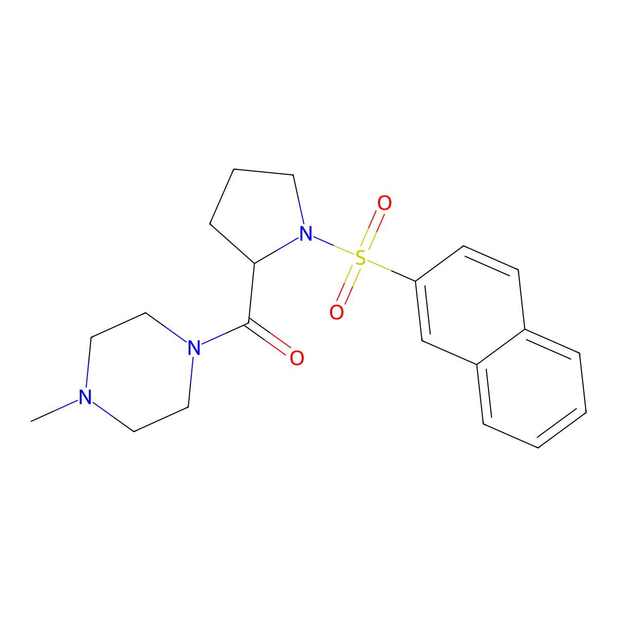 (4-Methylpiperazin-1-yl)-(1-naphthalen-2-ylsulfonylpyrrolidin-2-yl)methanone molecular structure, CAS 1008953-34-1