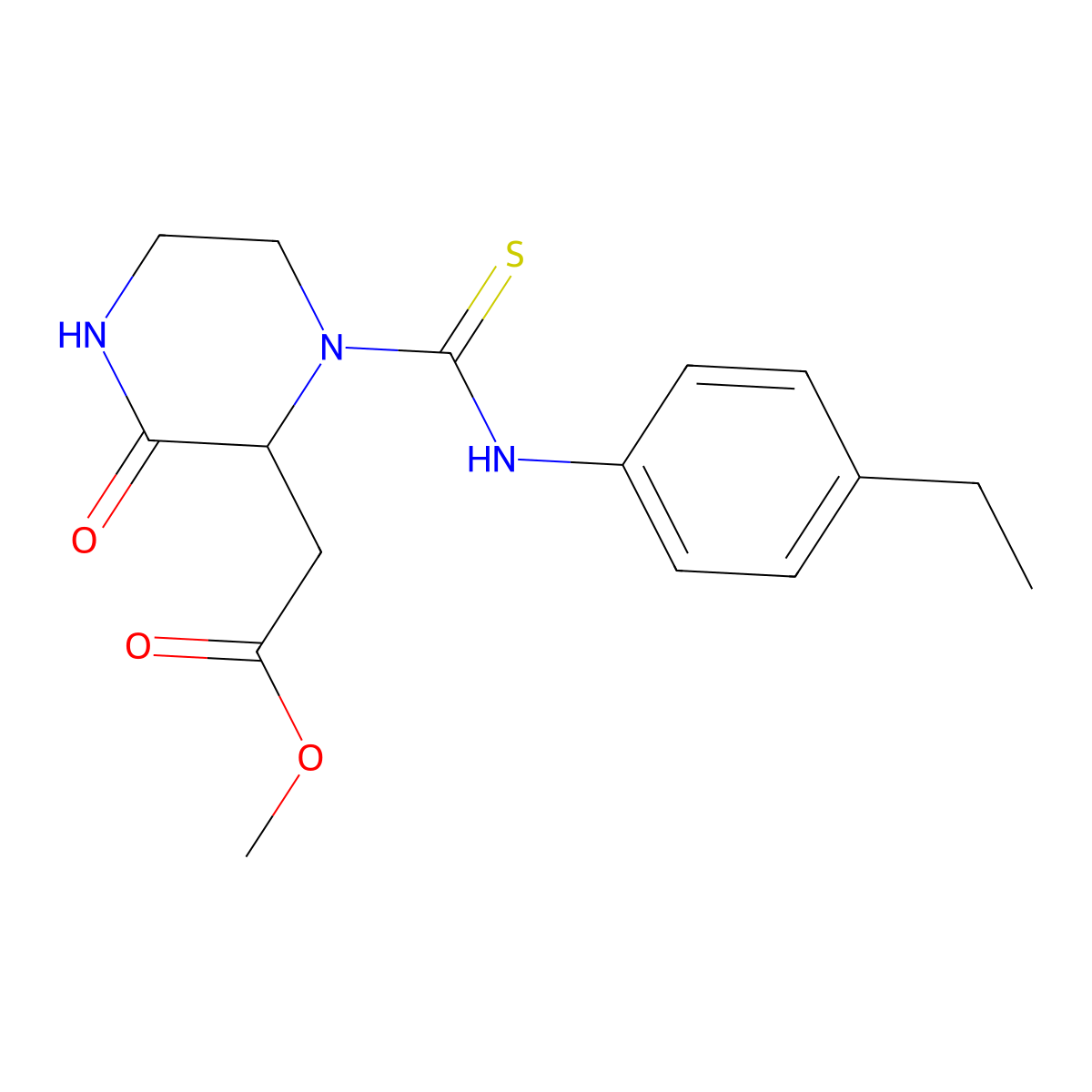 Methyl {1-[(4-ethylphenyl)carbamothioyl]-3-oxopiperazin-2-yl}acetate molecular structure, CAS 1008955-21-2