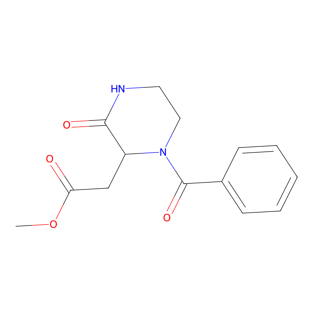 Methyl 2-[3-oxo-1-(phenylcarbonyl)piperazin-2-yl]acetate molecular structure, CAS 1008955-24-5