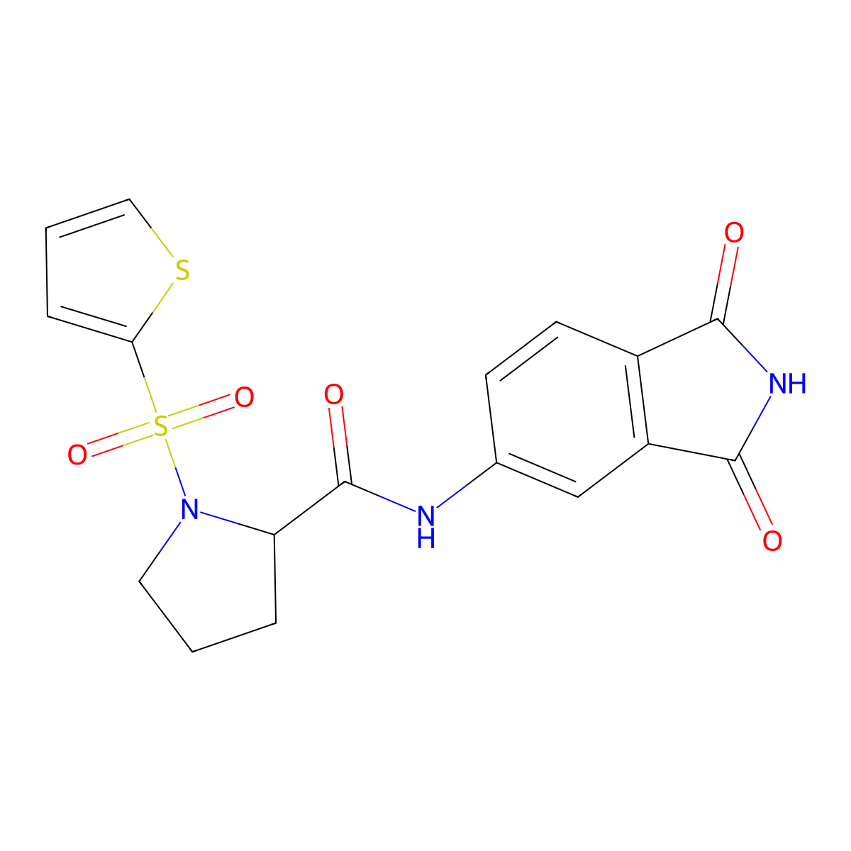 N-(1,3-dioxoisoindolin-5-yl)-1-(thiophen-2-ylsulfonyl)pyrrolidine-2-carboxamide molecular structure, CAS 1008957-03-6