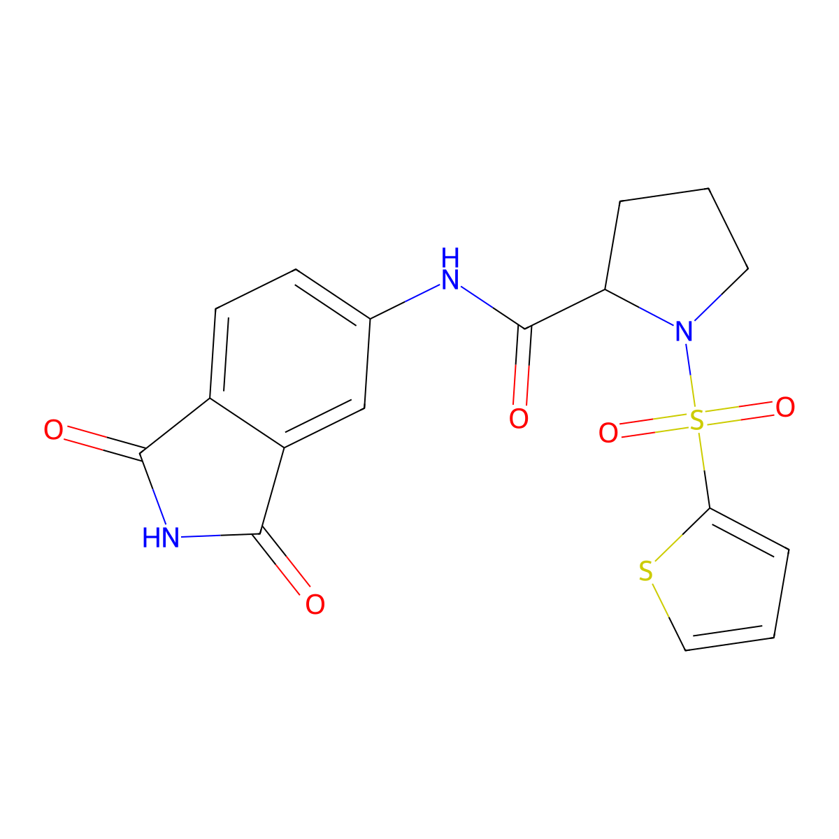 N-(1,3-dioxoisoindolin-5-yl)-1-(thiophen-2-ylsulfonyl)pyrrolidine-2-carboxamide molecular structure, CAS 1008957-03-6