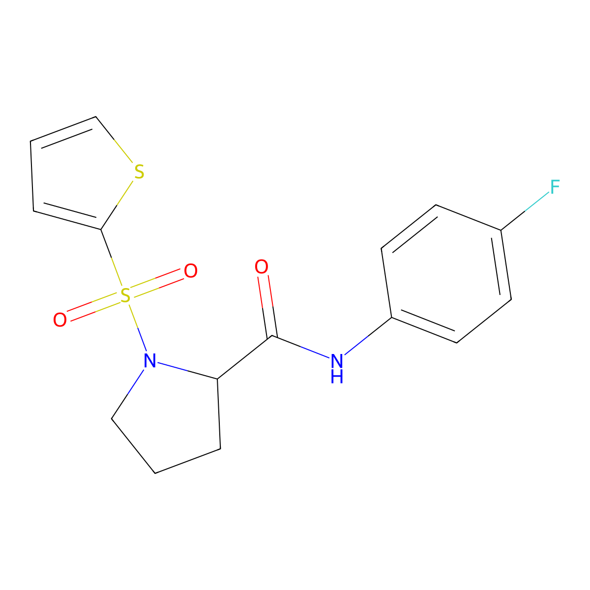 N-(4-fluorophenyl)-1-(thiophen-2-ylsulfonyl)pyrrolidine-2-carboxamide molecular structure, CAS 1008957-08-1