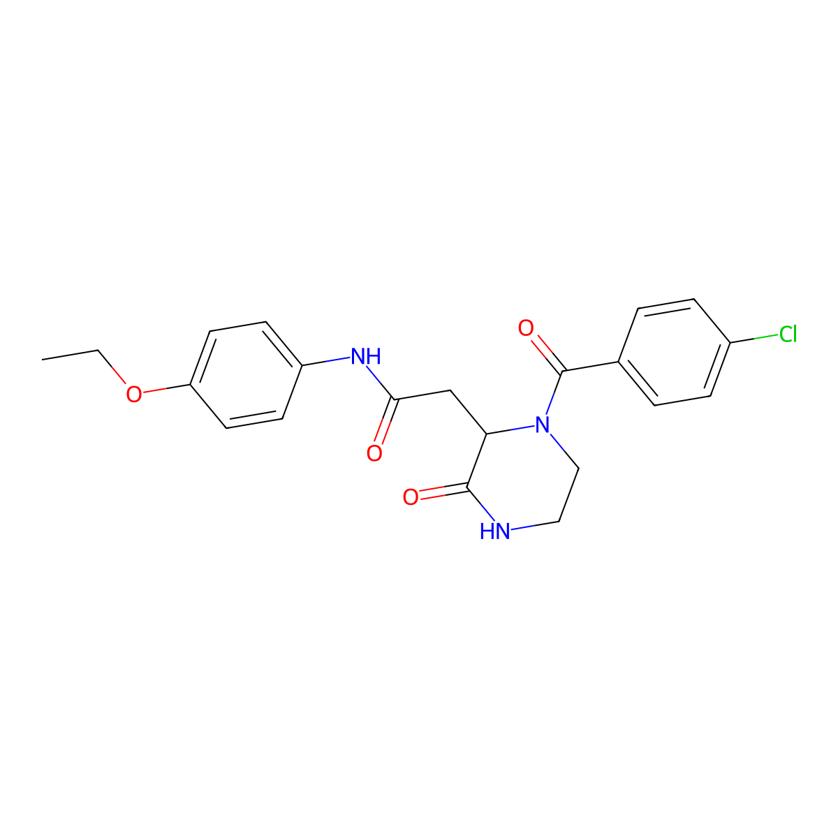 2-{1-[(4-chlorophenyl)carbonyl]-3-oxopiperazin-2-yl}-N-(4-ethoxyphenyl)acetamide molecular structure, CAS 1008958-04-0