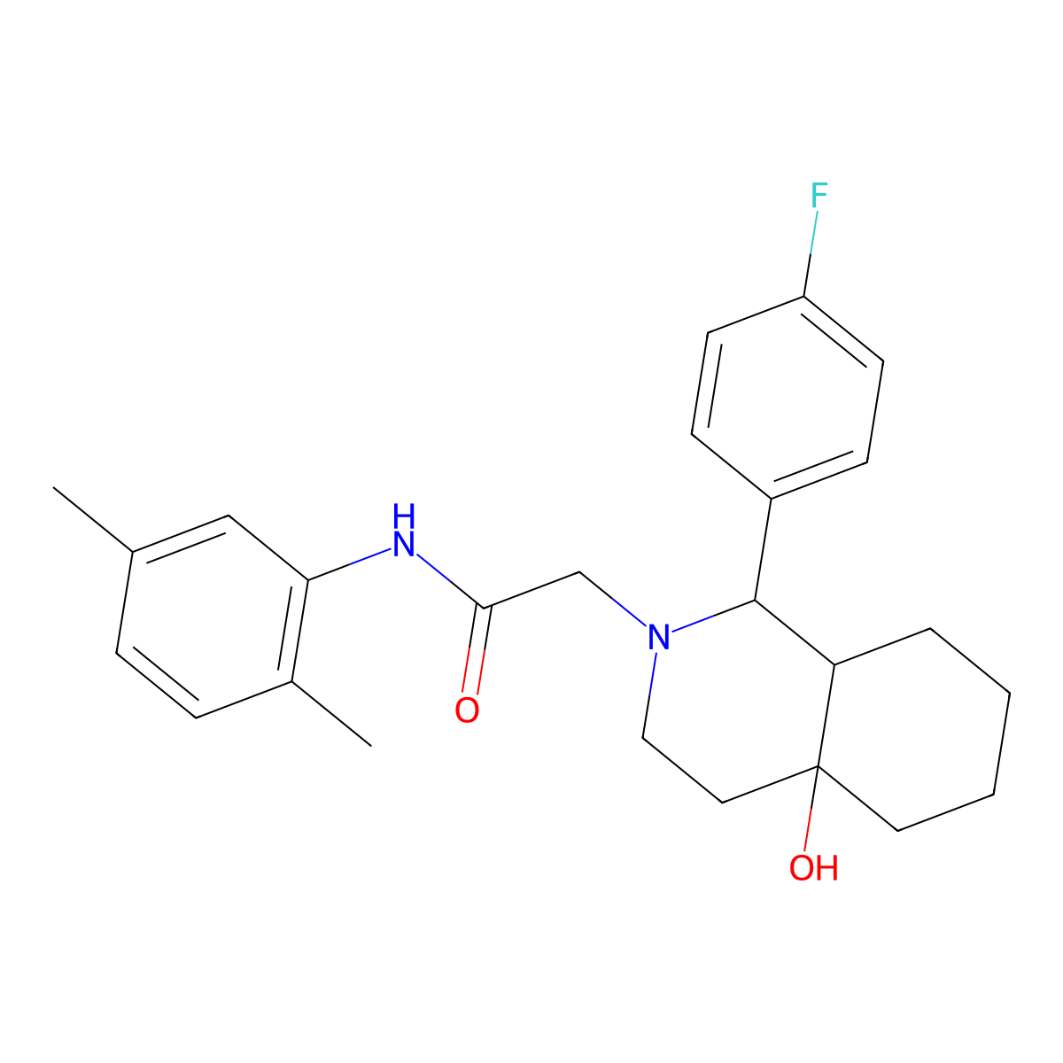 N-(2,5-dimethylphenyl)-2-[1-(4-fluorophenyl)-4a-hydroxy-1,3,4,5,6,7,8,8a-octahydroisoquinolin-2-yl]acetamide molecular structure, CAS 1008958-21-1