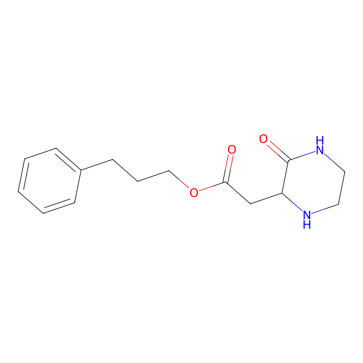 3-Phenylpropyl 2-(3-oxo-2-piperazinyl)acetate molecular structure, CAS 1008958-65-3