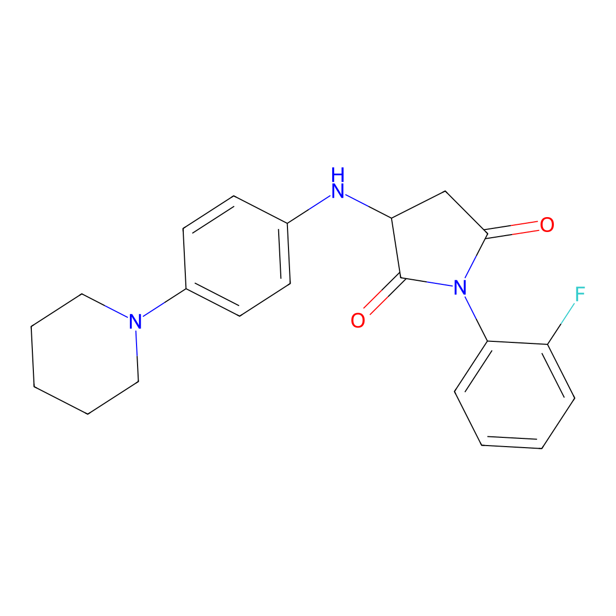 1-(2-Fluorophenyl)-3-((4-(piperidin-1-yl)phenyl)amino)pyrrolidine-2,5-dione molecular structure, CAS 1008960-30-2