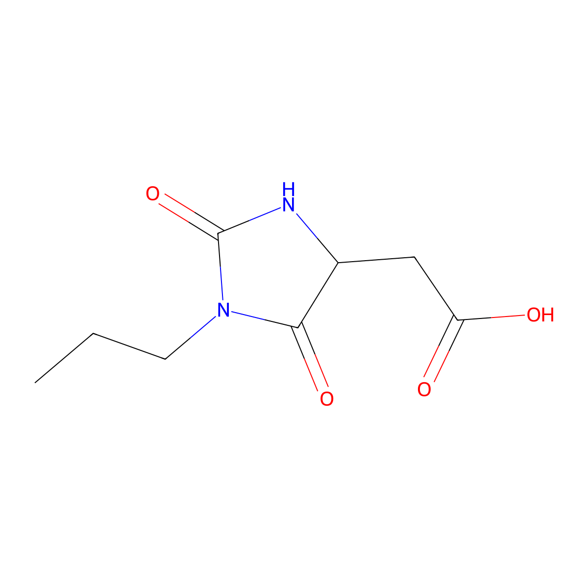 (2,5-Dioxo-1-propyl-imidazolidin-4-yl)-acetic acid molecular structure, CAS 1008961-08-7