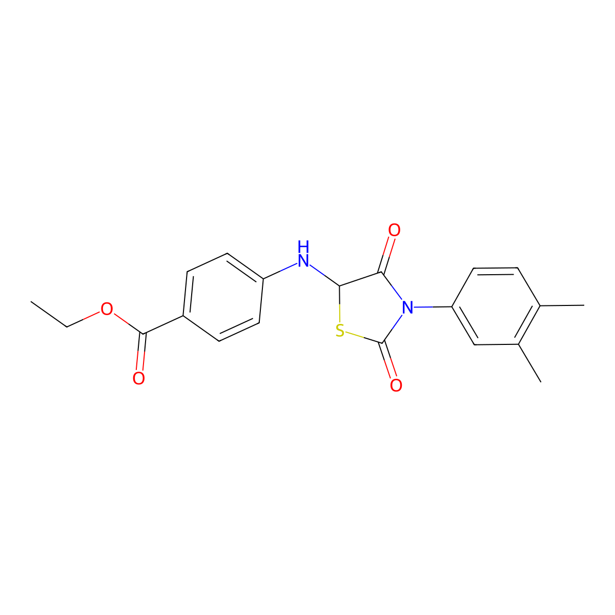 Ethyl 4-{[3-(3,4-dimethylphenyl)-2,4-dioxo-1,3-thiazolidin-5-yl]amino}benzoate molecular structure, CAS 1008961-75-8
