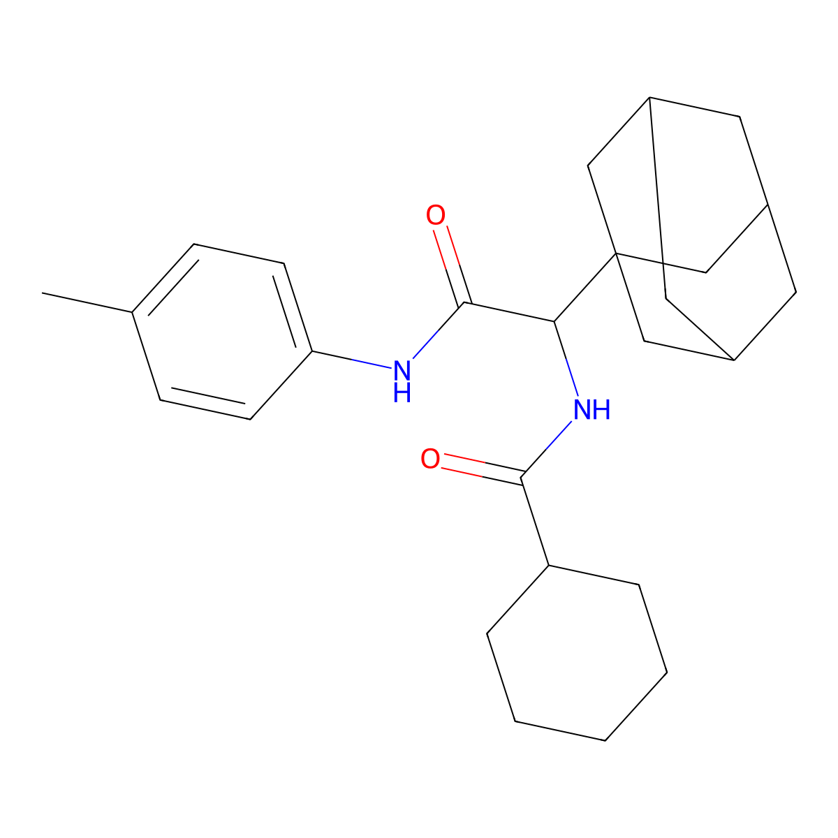 2-adamantanyl-2-(cyclohexylcarbonylamino)-N-(4-methylphenyl)acetamide molecular structure, CAS 1008963-32-3