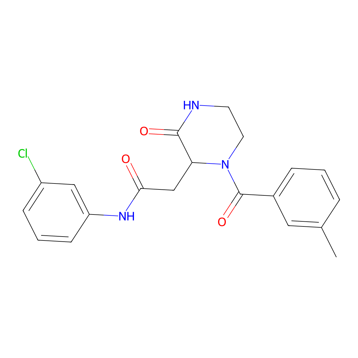 N-(3-chlorophenyl)-2-[1-(3-methylbenzoyl)-3-oxopiperazin-2-yl]acetamide molecular structure, CAS 1008965-08-9