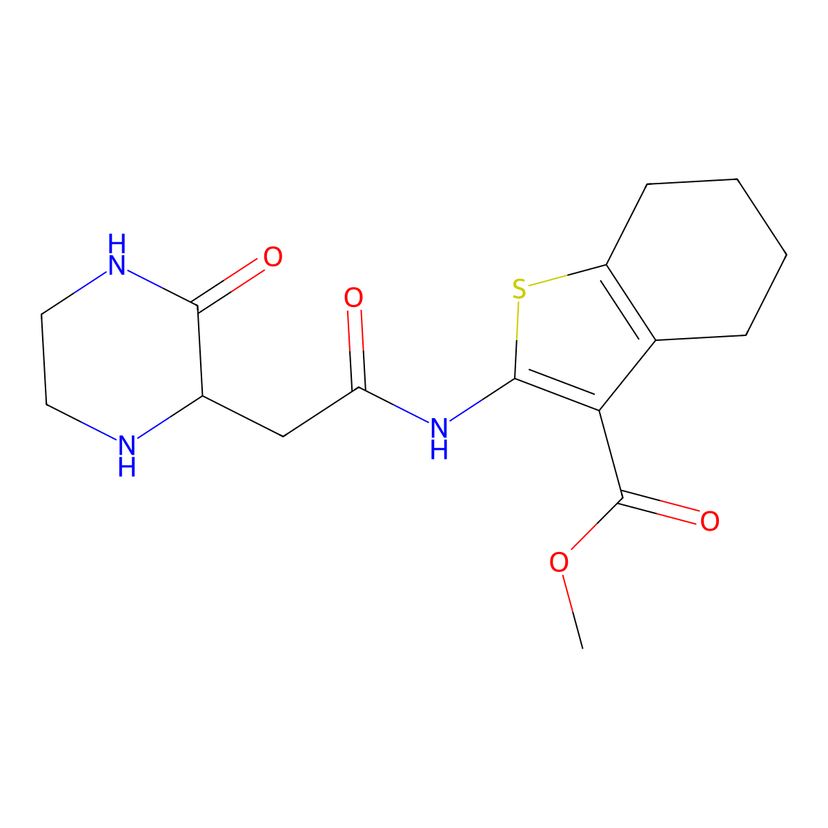 Methyl 2-{[(3-oxopiperazin-2-yl)acetyl]amino}-4,5,6,7-tetrahydro-1-benzothiophene-3-carboxylate molecular structure, CAS 1008965-22-7