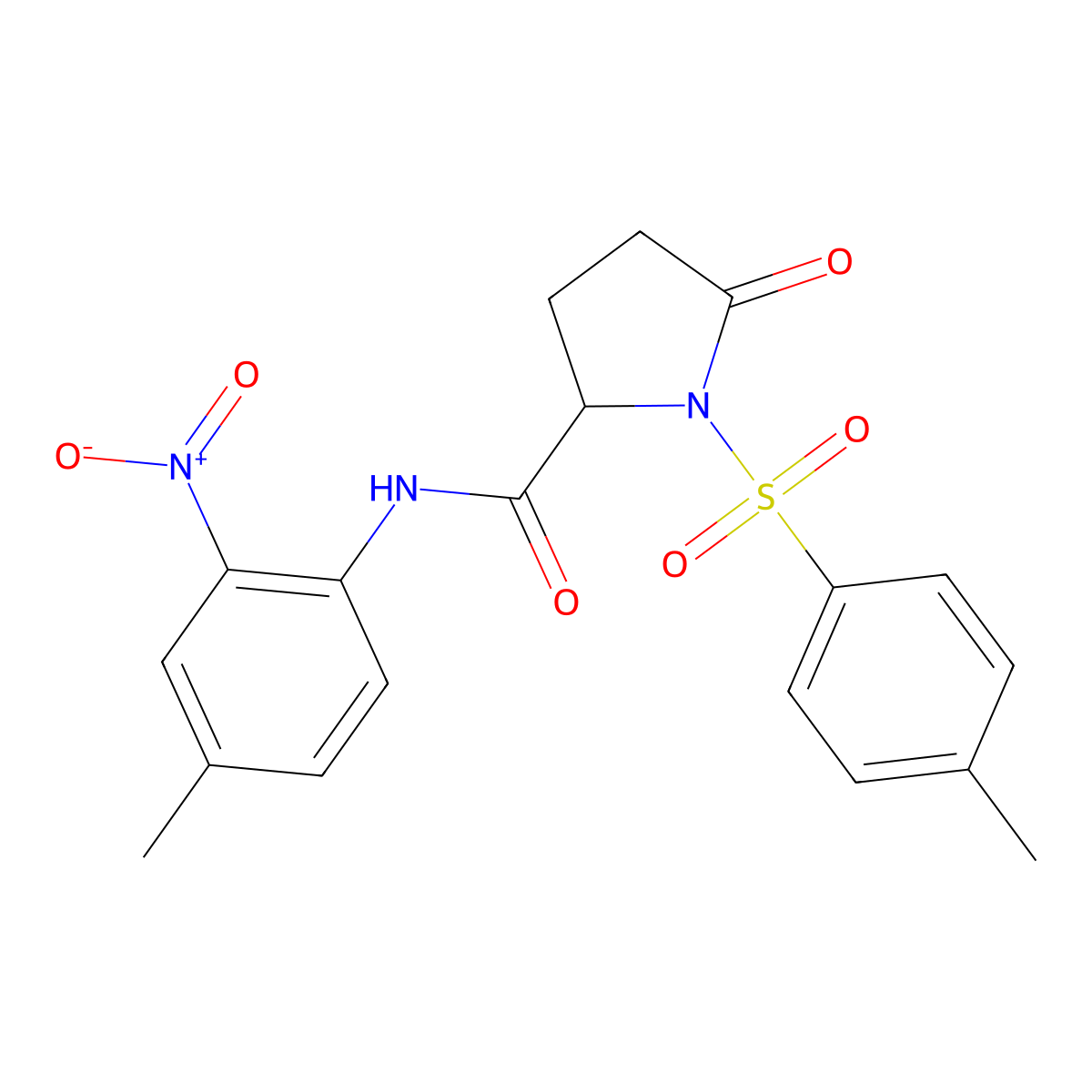 N-(4-methyl-2-nitrophenyl)-1-(4-methylphenyl)sulfonyl-5-oxopyrrolidine-2-carboxamide molecular structure, CAS 1008967-74-5