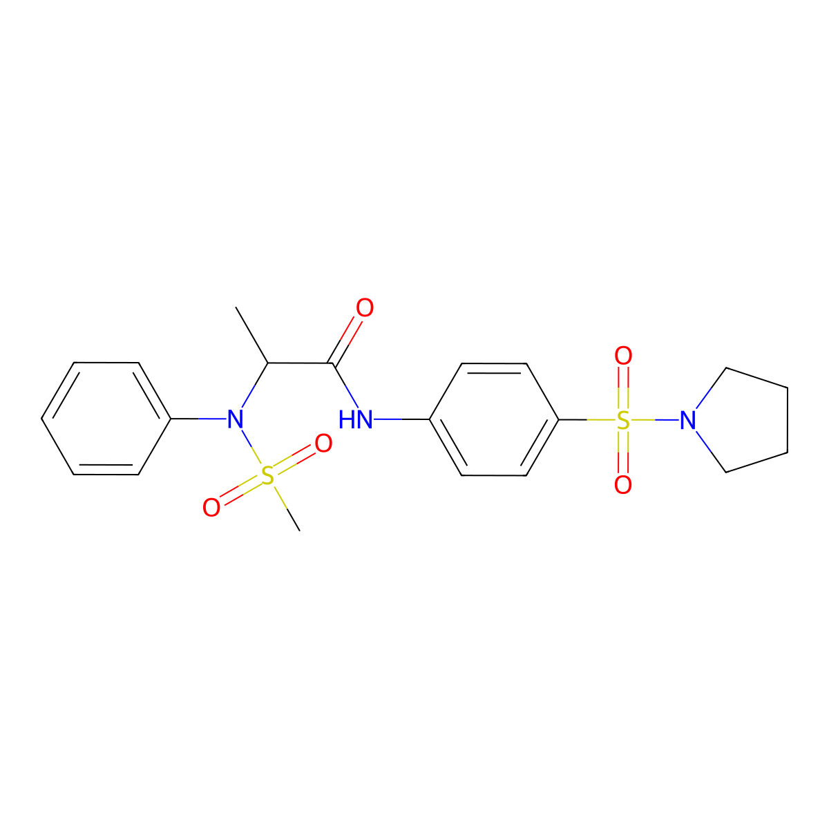 2-(N-methylsulfonylanilino)-N-(4-pyrrolidin-1-ylsulfonylphenyl)propanamide molecular structure, CAS 1008968-80-6