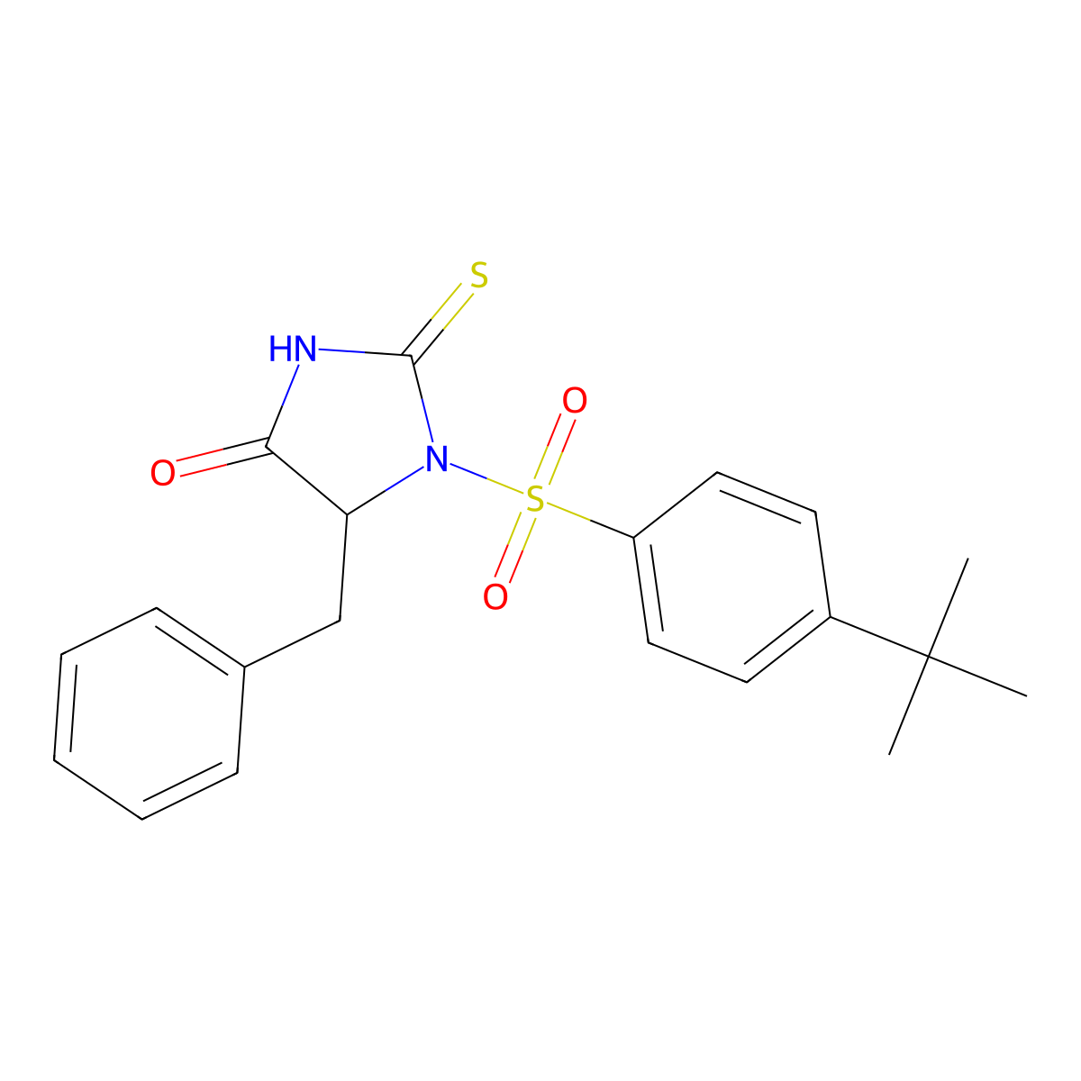 5-Benzyl-1-(4-tert-butylphenyl)sulfonyl-2-sulfanylideneimidazolidin-4-one molecular structure, CAS 1008969-72-9