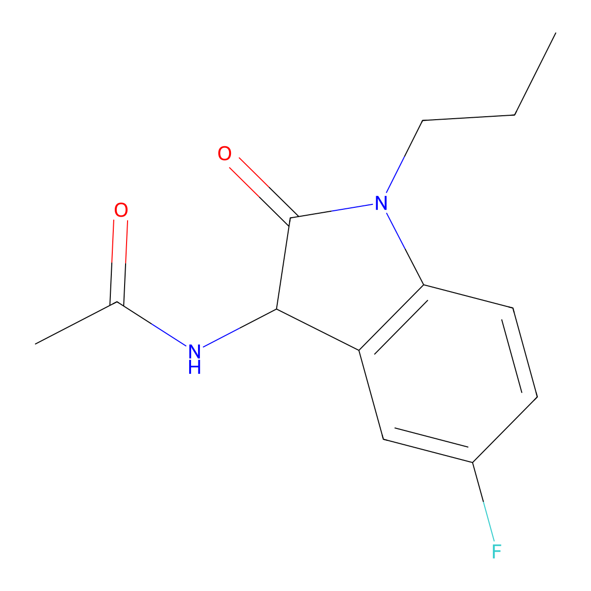 N-(5-fluoro-2-oxo-1-propyl-3H-indol-3-yl)acetamide molecular structure, CAS 1008970-21-5