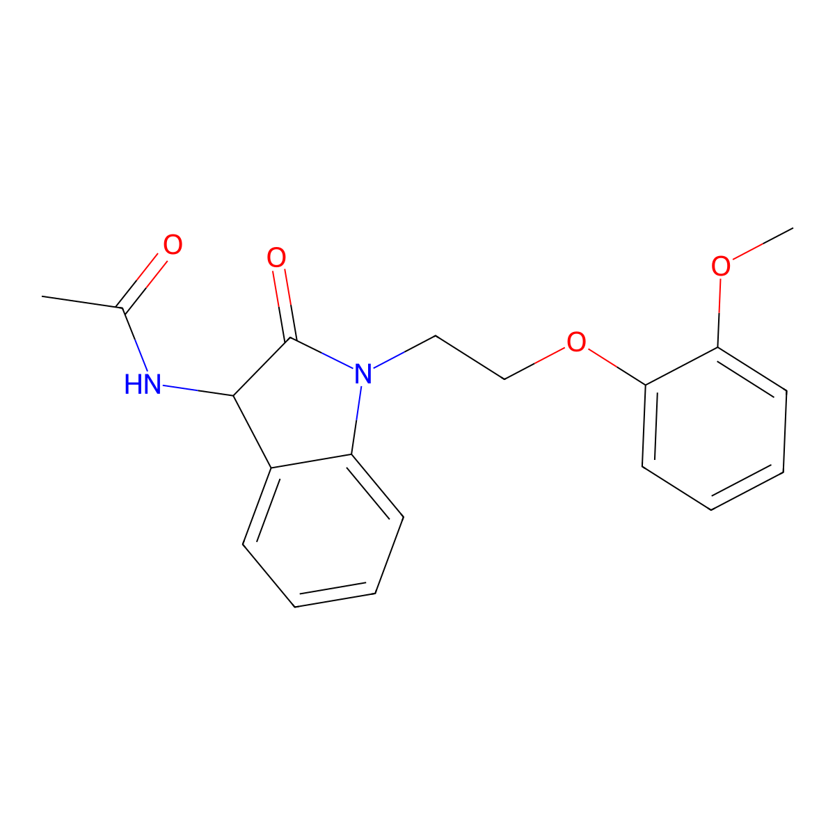 N-[1-[2-(2-methoxyphenoxy)ethyl]-2-oxo-3H-indol-3-yl]acetamide molecular structure, CAS 1008976-64-4