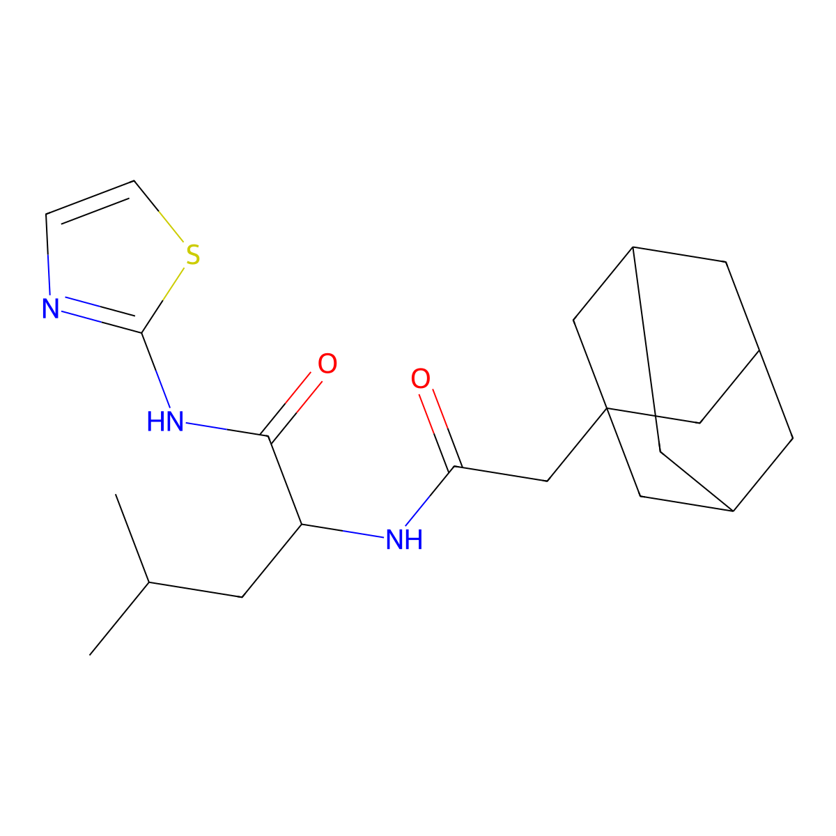 2-(2-adamantanylacetylamino)-4-methyl-N-(1,3-thiazol-2-yl)pentanamide molecular structure, CAS 1008976-71-3