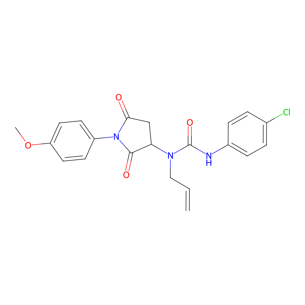 3-(4-Chlorophenyl)-1-[1-(4-methoxyphenyl)-2,5-dioxopyrrolidin-3-yl]-1-prop-2-en-1-ylurea molecular structure, CAS 1008977-83-0