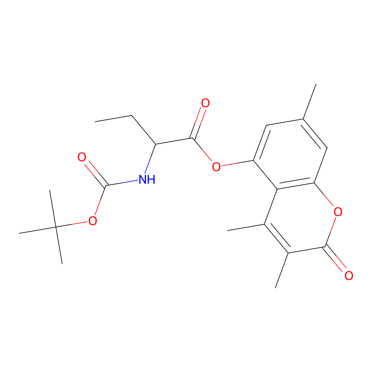 3,4,7-trimethyl-2-oxo-2H-chromen-5-yl 2-[(tert-butoxycarbonyl)amino]butanoate molecular structure, CAS 1008978-02-6