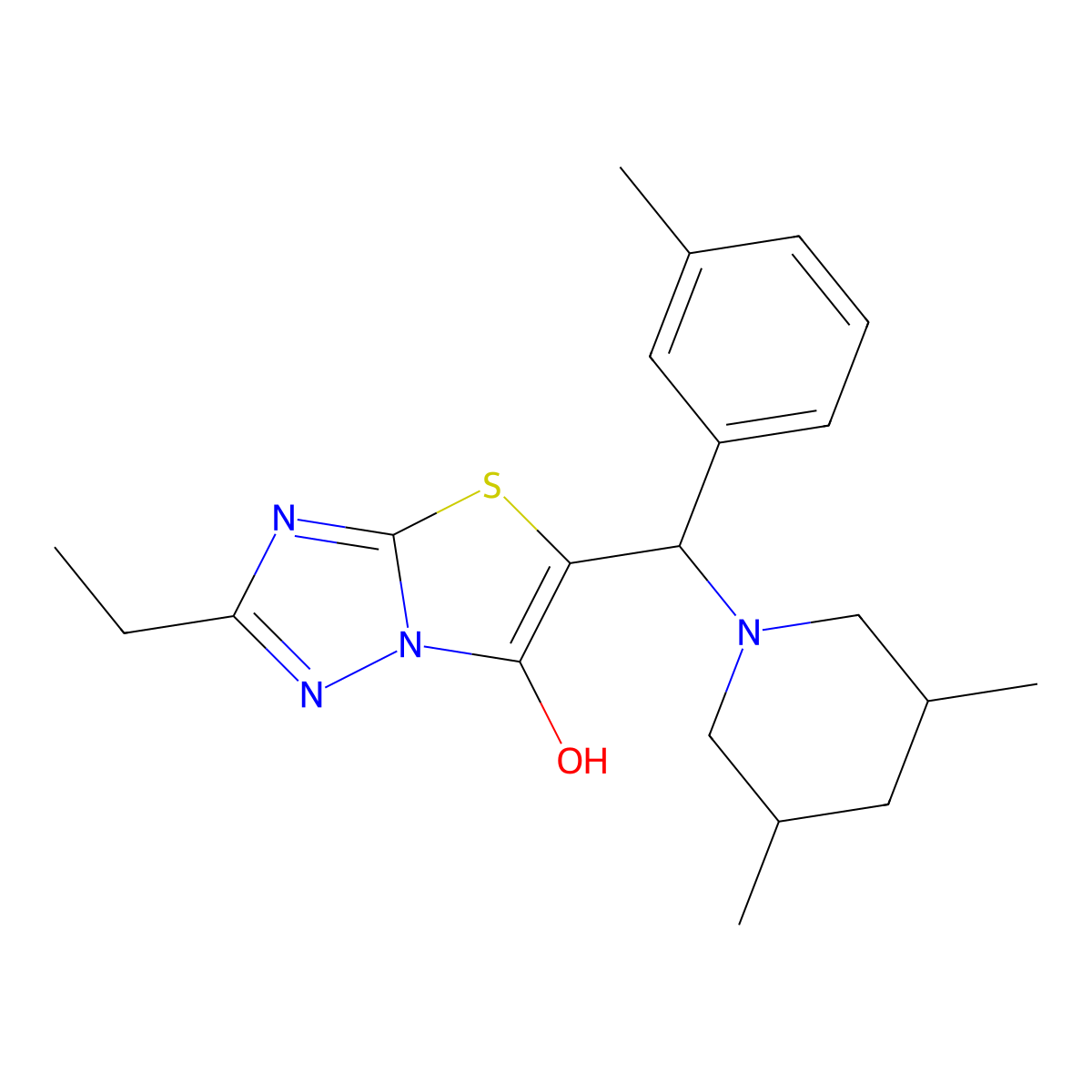 5-((3,5-Dimethylpiperidin-1-yl)(m-tolyl)methyl)-2-ethylthiazolo[3,2-b][1,2,4]triazol-6-ol molecular structure, CAS 1008980-36-6