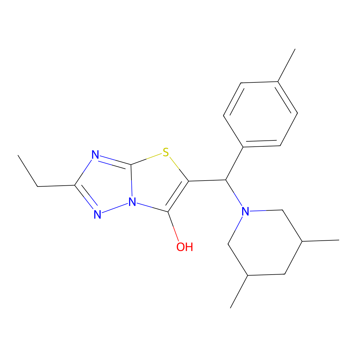 5-((3,5-Dimethylpiperidin-1-yl)(p-tolyl)methyl)-2-ethylthiazolo[3,2-b][1,2,4]triazol-6-ol molecular structure, CAS 1008980-37-7