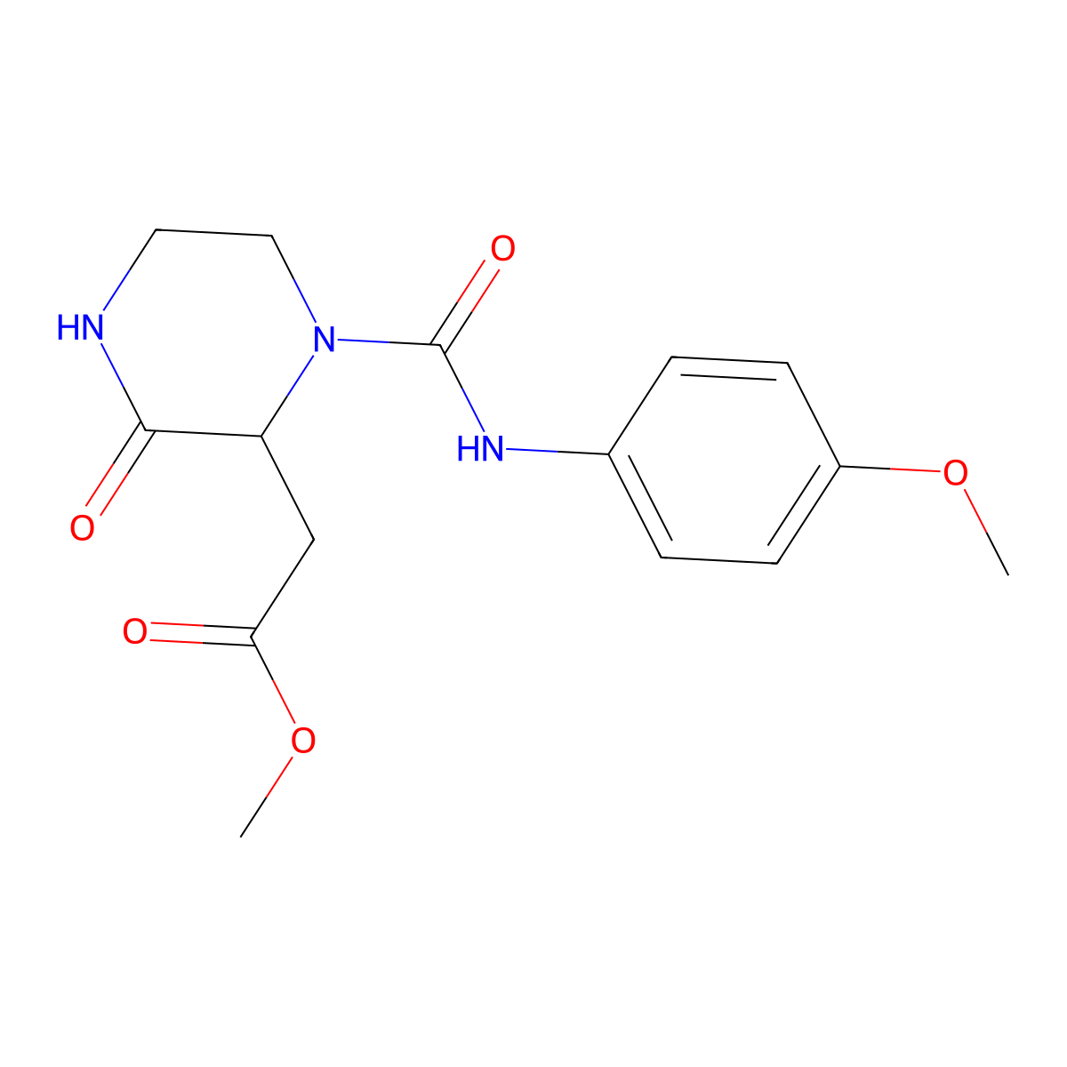 Methyl {1-[(4-methoxyphenyl)carbamoyl]-3-oxopiperazin-2-yl}acetate molecular structure, CAS 1008981-75-6