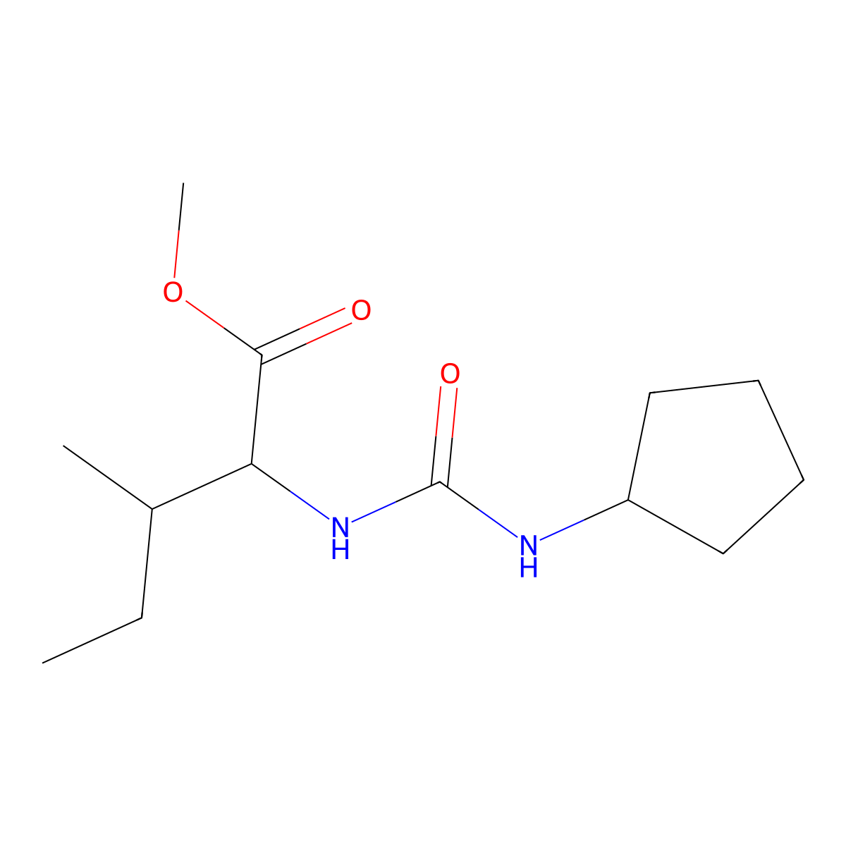 Methyl 2-(cyclopentylcarbamoylamino)-3-methylpentanoate molecular structure, CAS 1008982-86-2