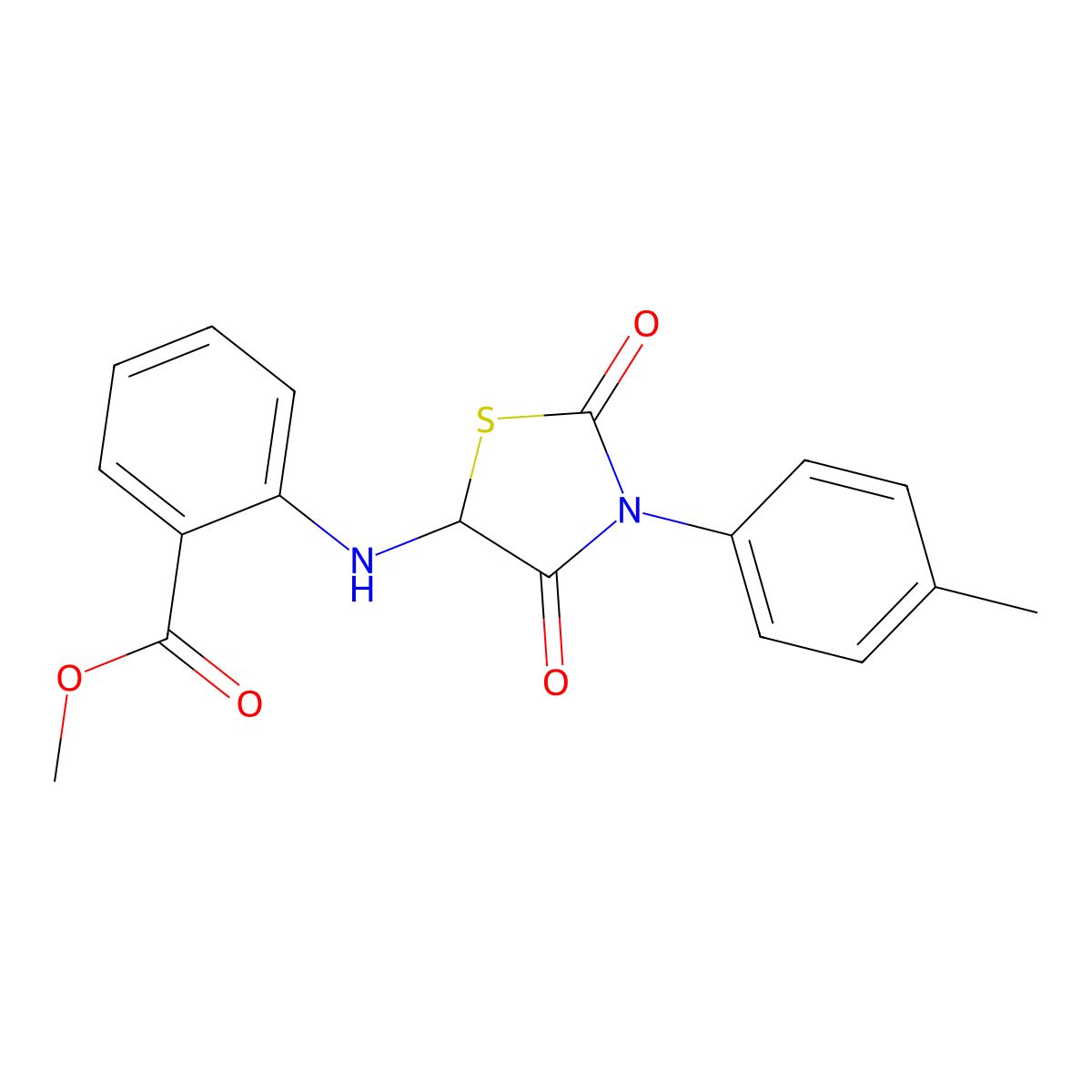 Methyl 2-{[3-(4-methylphenyl)-2,4-dioxo-1,3-thiazolidin-5-yl]amino}benzoate molecular structure, CAS 1008984-49-3