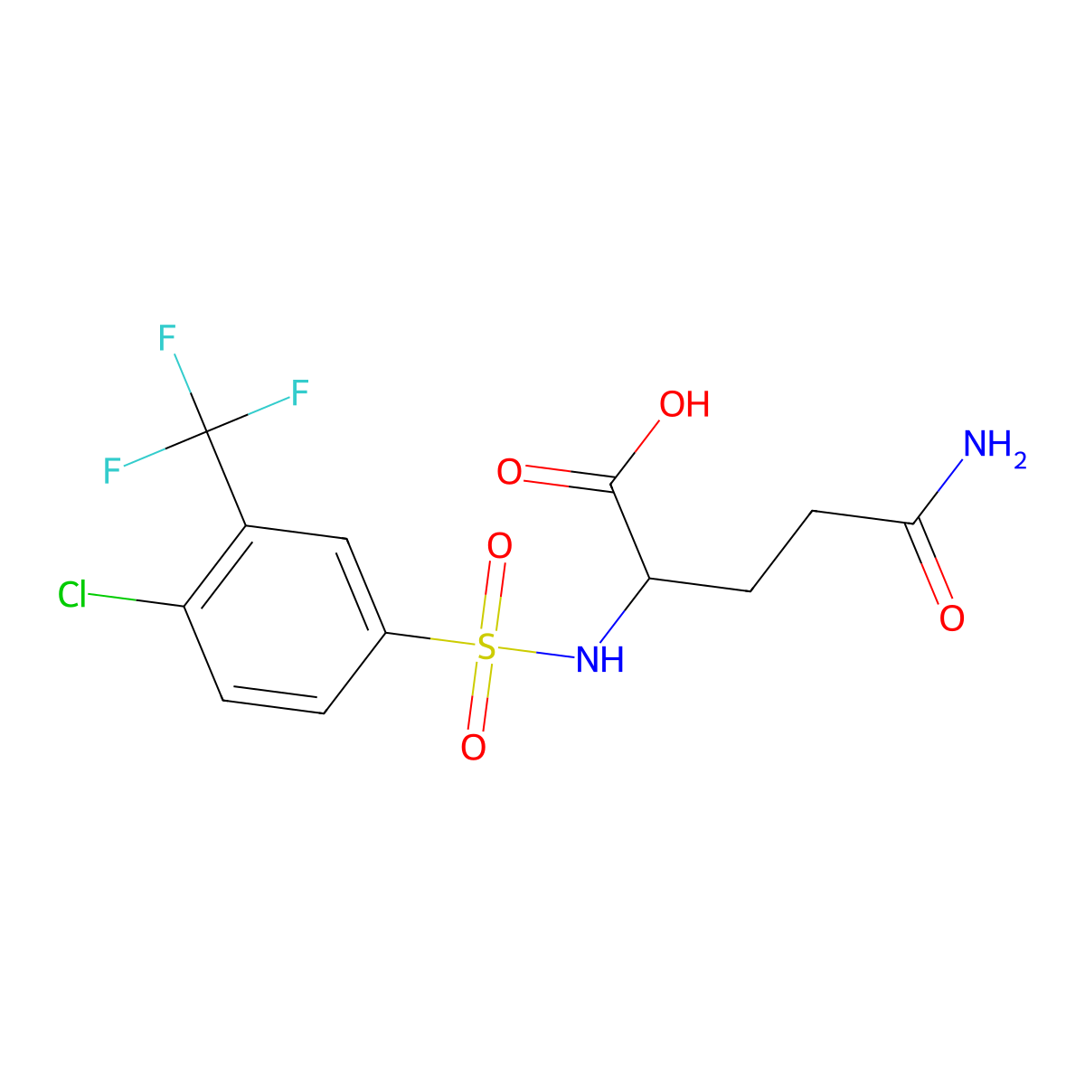 4-Carbamoyl-2-[4-chloro-3-(trifluoromethyl)benzenesulfonamido]butanoic acid molecular structure, CAS 1008984-80-2