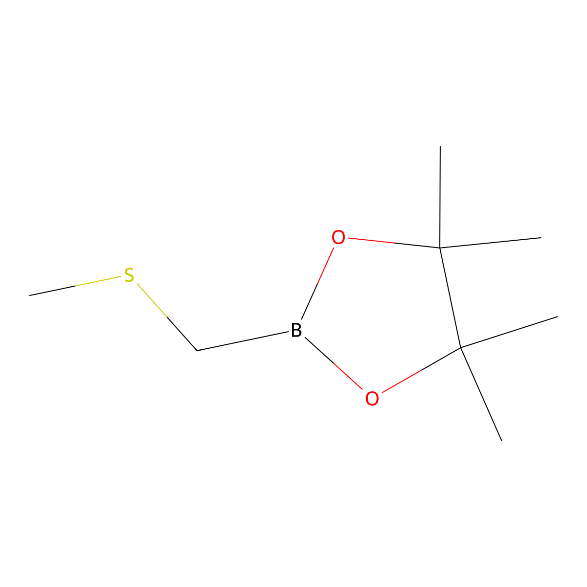 4,4,5,5-Tetramethyl-2-[(methylsulfanyl)methyl]-1,3,2-dioxaborolane molecular structure, CAS 100899-92-1