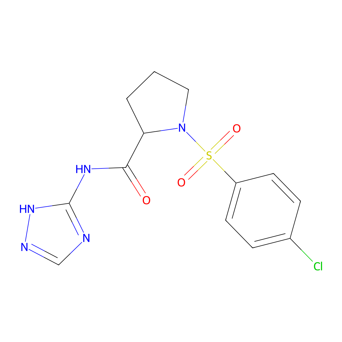 1-[(4-chlorophenyl)sulfonyl]-N-4H-1,2,4-triazol-3-ylprolinamide molecular structure, CAS 1008990-07-5